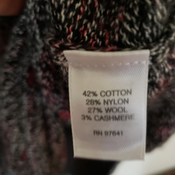 J. Jill Pure Jill Long Tunic Sweater Marled Black White Red Asymmetrical Medium - Picture 11 of 12